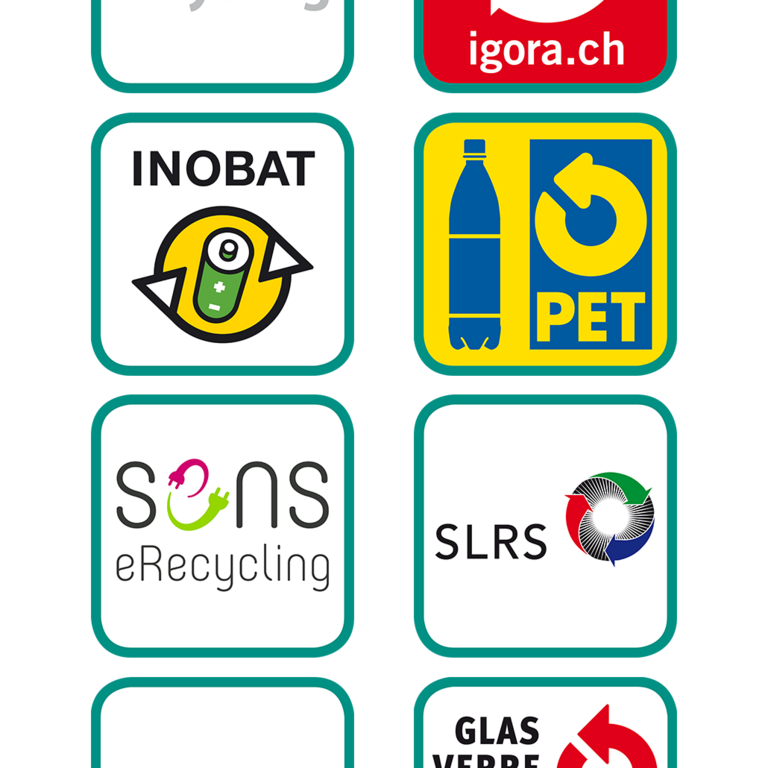 Logos der Recyclingorganisationen der Schweiz